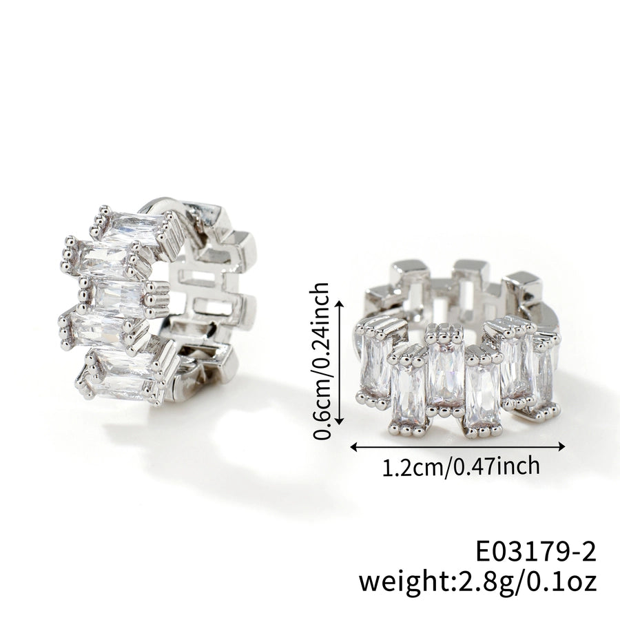 1 Pair Glam Simple Style Shiny Geometric Inlay Copper Zircon K Gold Plated Earrings