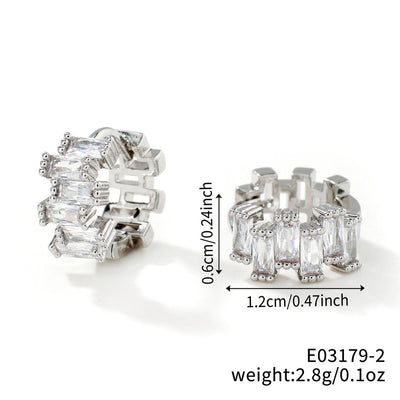 1 Pair Glam Simple Style Shiny Geometric Inlay Copper Zircon K Gold Plated Earrings