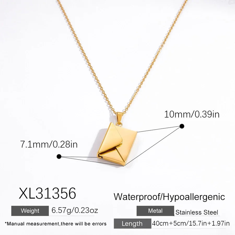 Jewelry Vintage Style Classic Style Book envelope Heart Shape Titanium Steel Plating Pendant Necklace