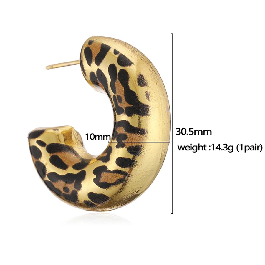 1 Pair Vintage Style C Shape Snake Pattern Leopard Plating Copper 18K Gold Plated Ear Cuffs Ear Studs