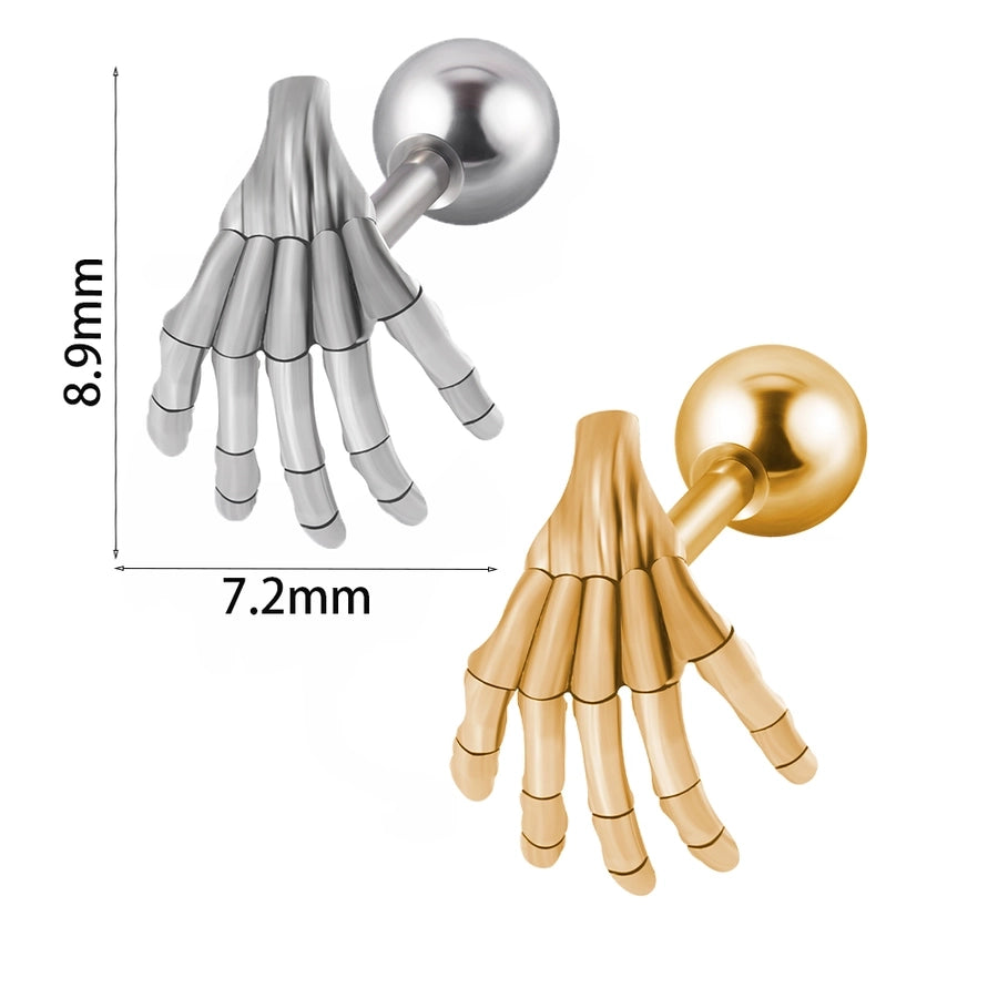 1 Piece Lip Rings Casual Elegant Vacation Ghost Hand 304 Stainless Steel 18K Gold Plated Ear Cartilage Rings & Studs