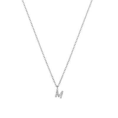 201 Stainless Steel Copper Inlay Letter Zircon Pendant Necklace