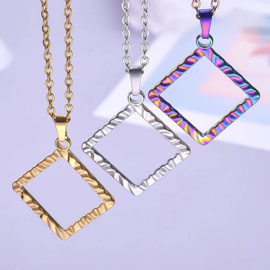 Jewelry Basic Simple Style Classic Style Square 304 Stainless Steel 18K Gold Plated Plating Pendant Necklace