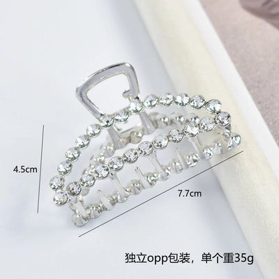 simple style solid color alloy inlay rhinestones hair claws 1 piece