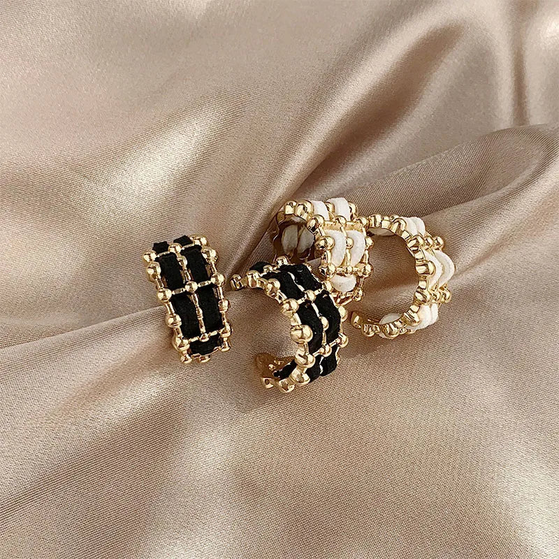 1 pair simple style c shape plating alloy cloth gold plated ear cuffs ear studs