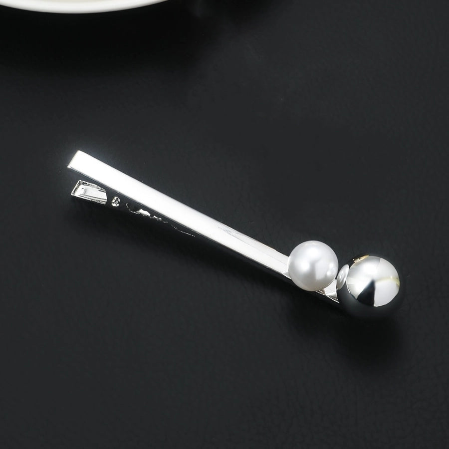 women's simple style geometric metal plating inlay artificial pearls hair clip