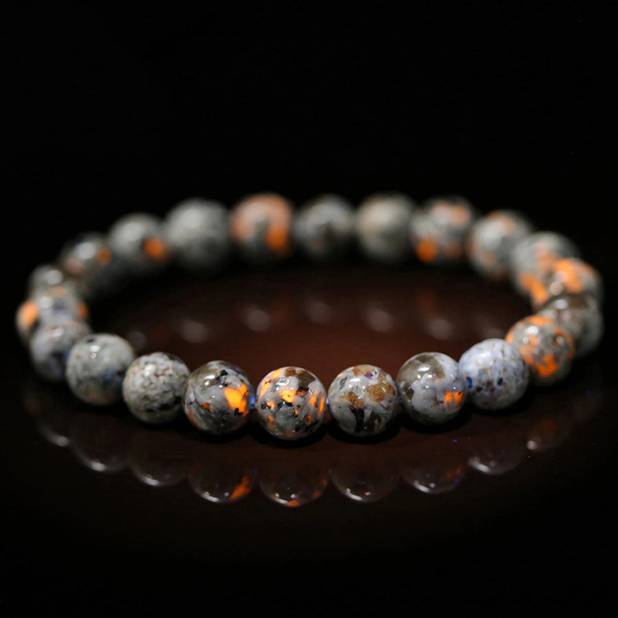 6/8/10mm Flame Stone Bracelet European and American Ins Punk Natural Flame Stone Beaded Bracelet Men and Women Jewelry