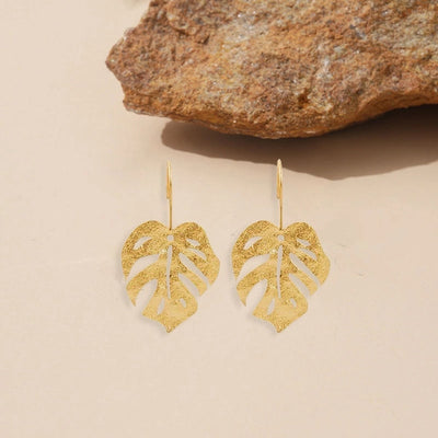 1 Pair Elegant Leaves Plating 304 Stainless Steel 18K Gold Plated Drop Earrings