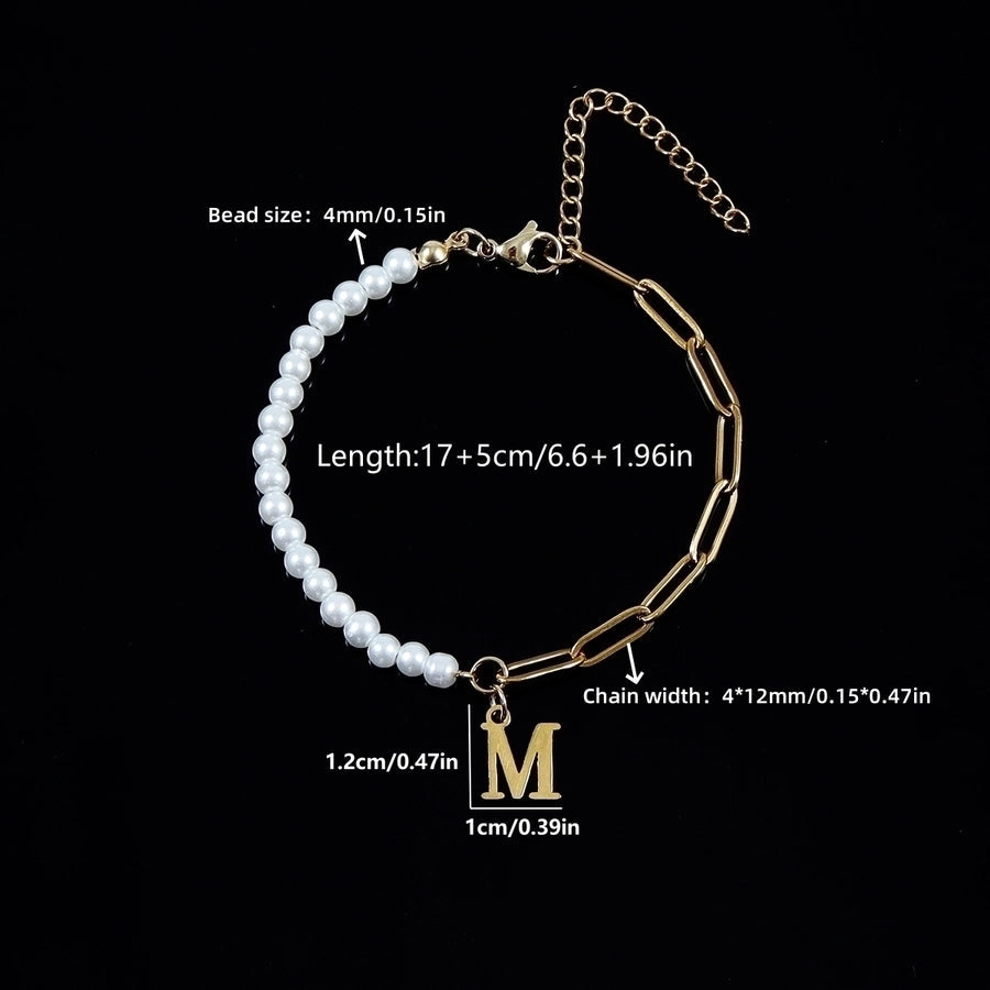 Elegant Simple Style Classic Style Letter 201 Stainless Steel 304 Stainless Steel Imitation Pearl Bracelets In Bulk