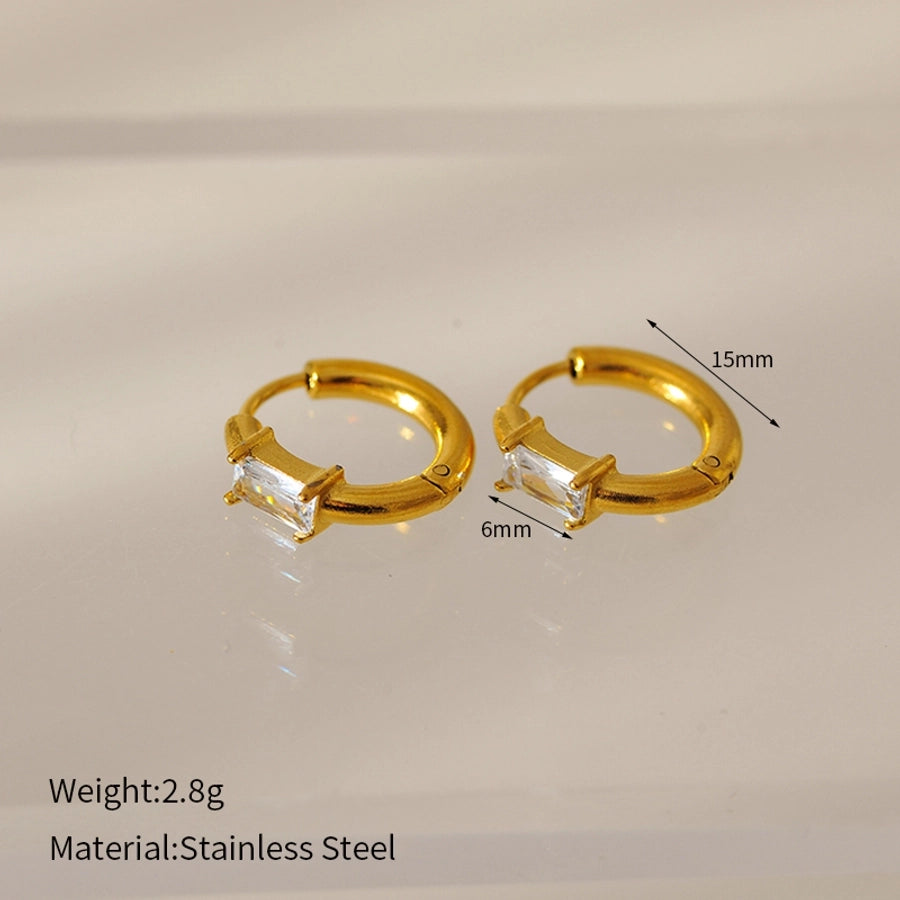 1 Pair Elegant Simple Style Classic Style Circle 304 Stainless Steel Zircon Earrings