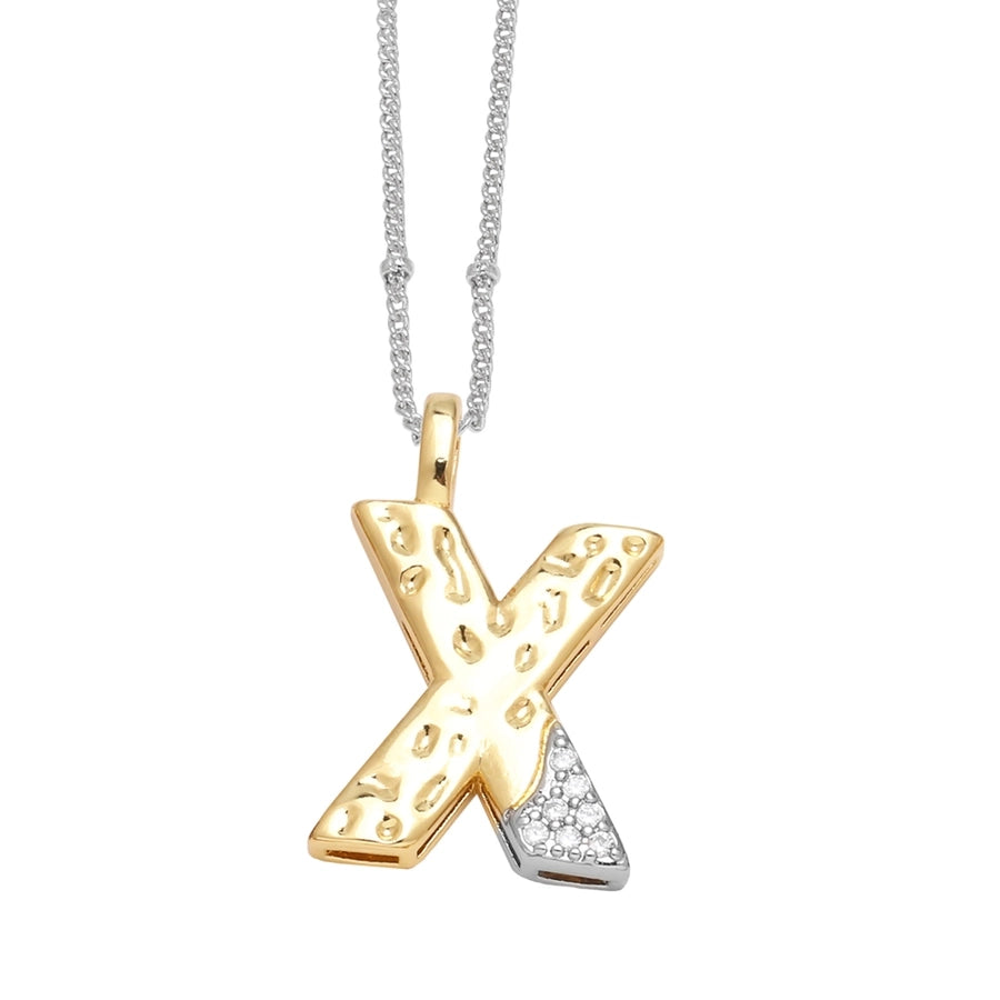 Jewelry Modern Style Simple Style letter 201 Stainless Steel Copper Zircon 18K Gold Plated Mixed Metal Inlay Pendant Necklace