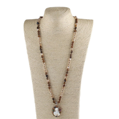 Vintage Style Simple Style Geometric natural stone Beaded Chain Pendant Necklace In Bulk