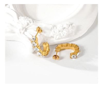 1 Pair Elegant C Shape 316 Stainless Steel  18K Gold Plated Ear Studs