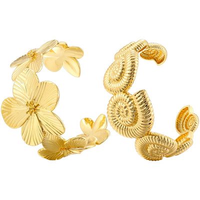 Copper 18K Gold Plated Conch Flower Bangle