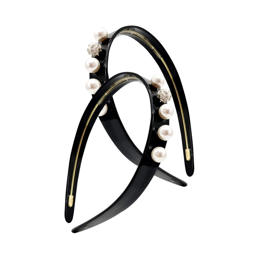 Women's Fairy Style Elegant Preppy Style Round Acetic acid sheets Inlay Rhinestones Pearl Hair Band