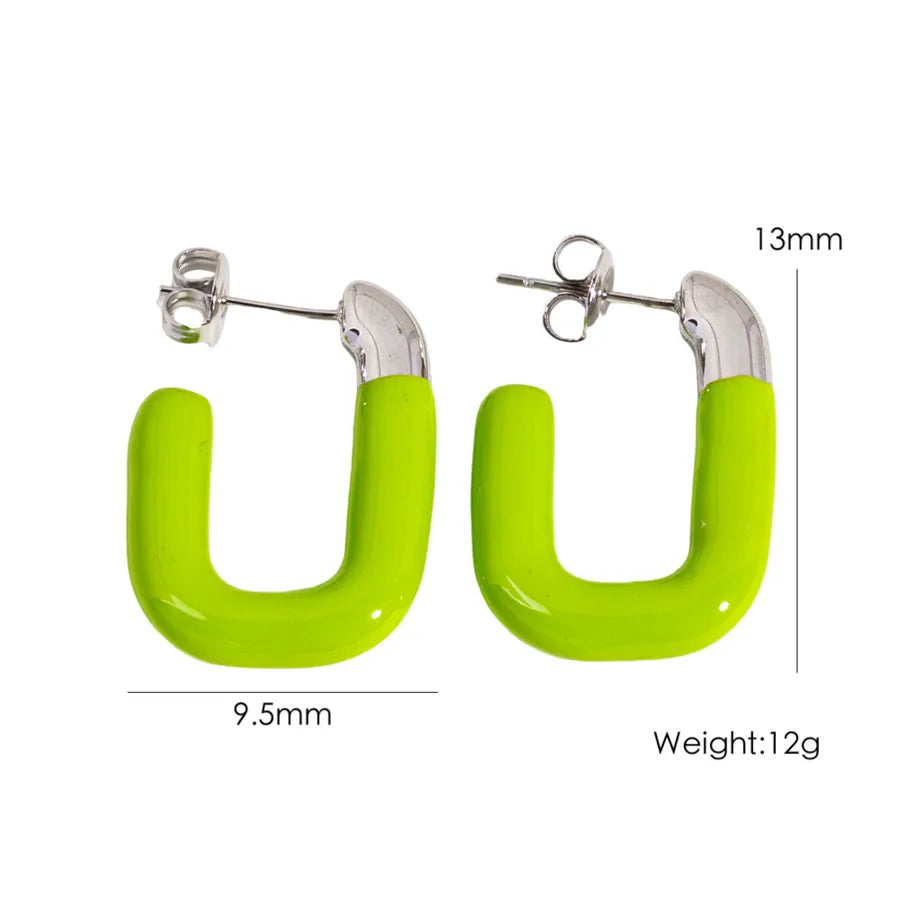 1 Pair IG Style Sweet Simple Style U Shape Enamel 304 Stainless Steel 14K Gold Plated Ear Studs