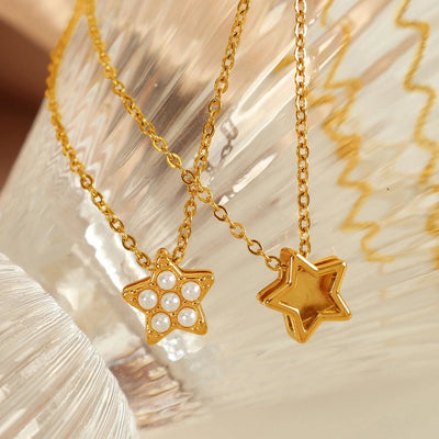 Jewelry Classic Style Star Moon Heart Shape Titanium Steel 18K Gold Plated Plating Pendant Necklace