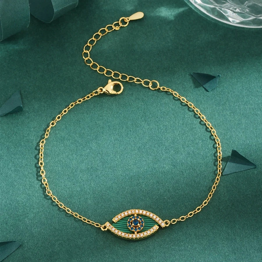 Jewelry Elegant Retro Geometric Copper Zircon 18K Gold Plated Bracelets