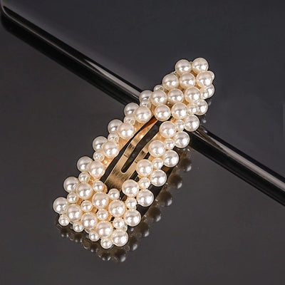 simple style geometric bow knot imitation pearl alloy plastic hair clip 1 piece