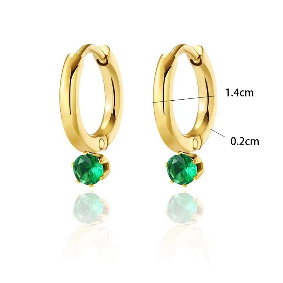 1 Pair Cute French Style Commute Geometric Plating 304 Stainless Steel Artificial Rhinestones 18K Gold Plated Earrings