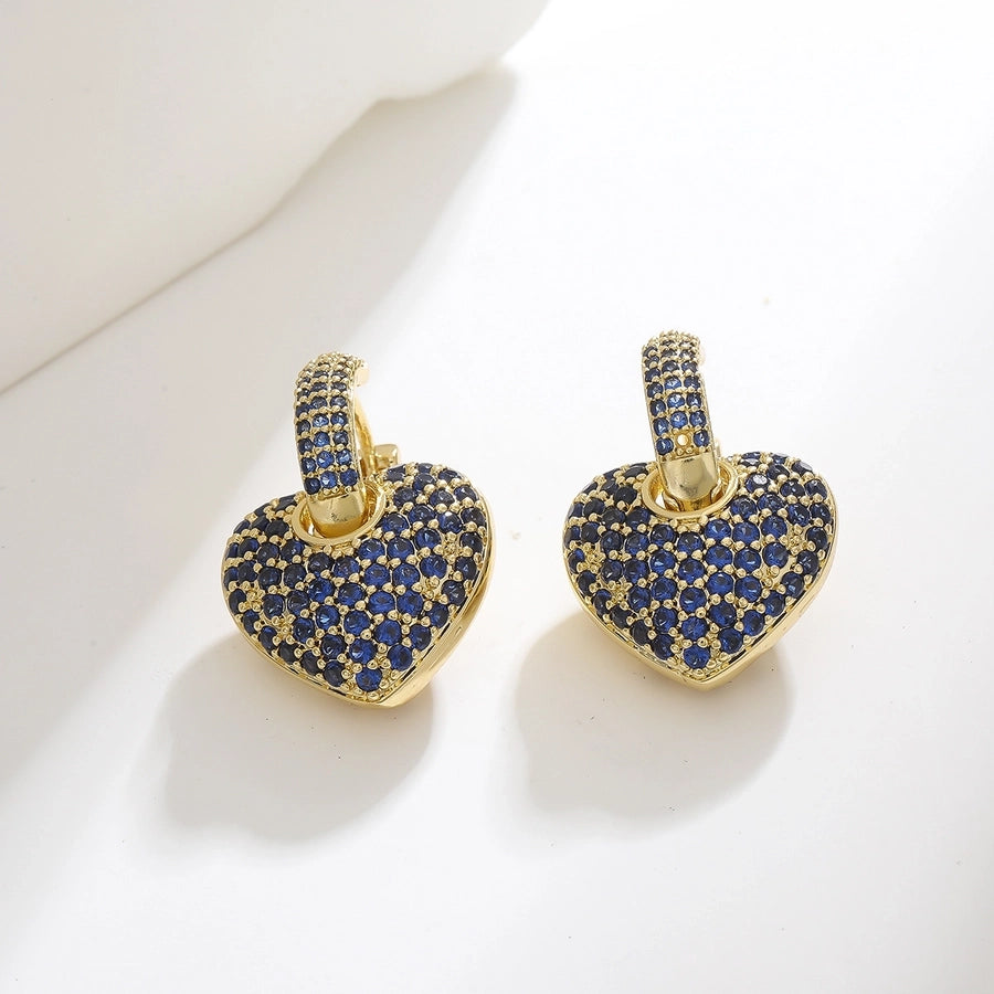 1 Pair Simple Style Heart Shape Copper Earrings