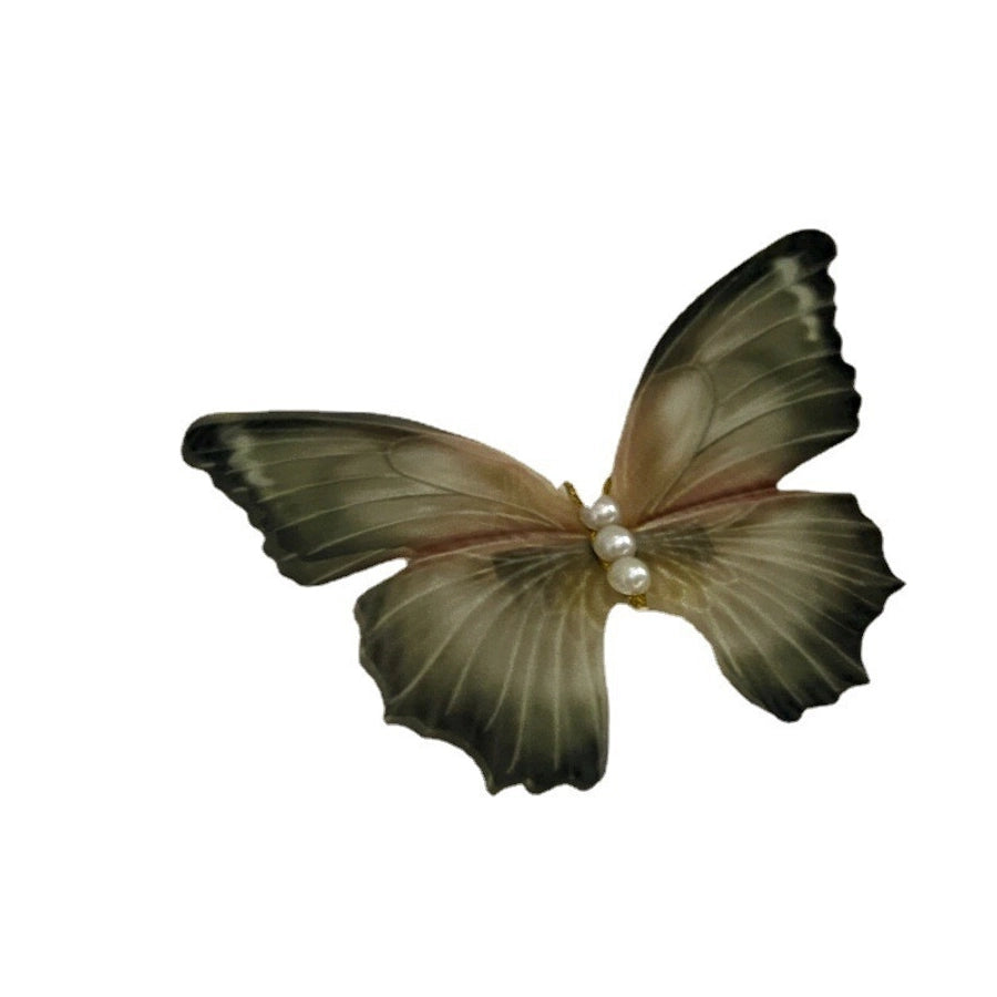 Women's Elegant Butterfly Gauze Inlay Artificial Pearls Hair Clip