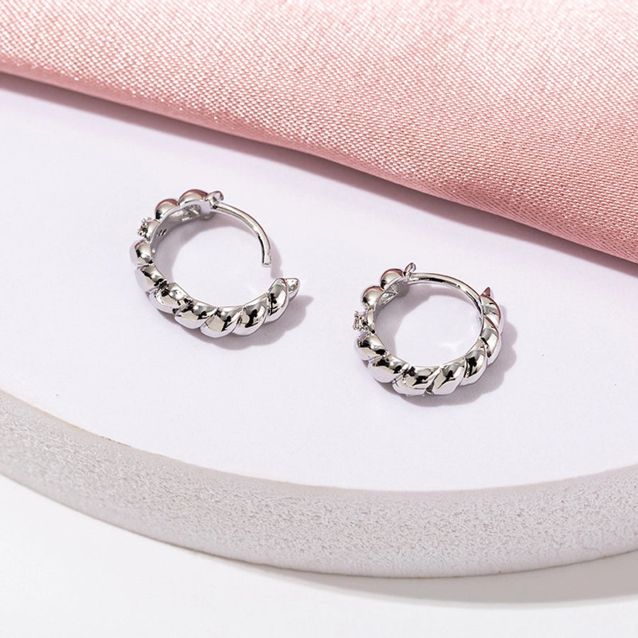 1 Pair Simple Style Geometric Copper Zircon 18K Gold Plated Earrings