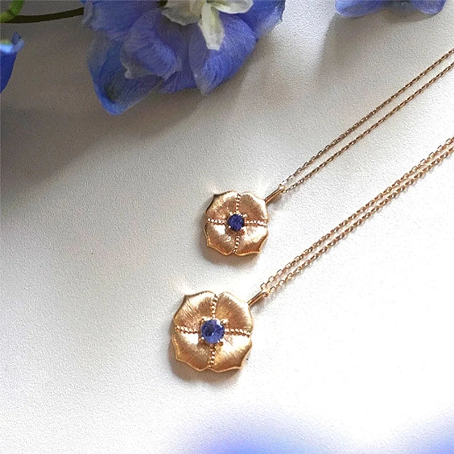 Alloy Copper Inlay Flower Birthstone Pendant Necklace