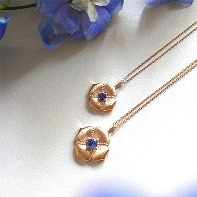 Alloy Copper Inlay Flower Birthstone Pendant Necklace