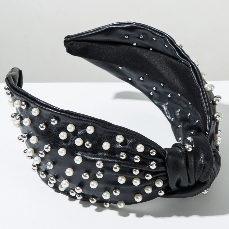 Women's Hip-Hop Punk Solid Color Pu Leather Alloy  Hair Band