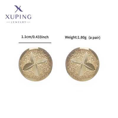 1 Pair XUPING Simple Style Round Copper 18K Gold Plated Ear Studs