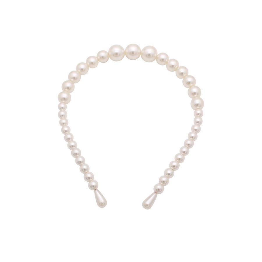 simple style round baroque pearls chain inlay pearl hair band