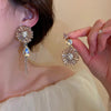 1 pair retro geometric heart shape bow knot alloy rhinestones drop earrings