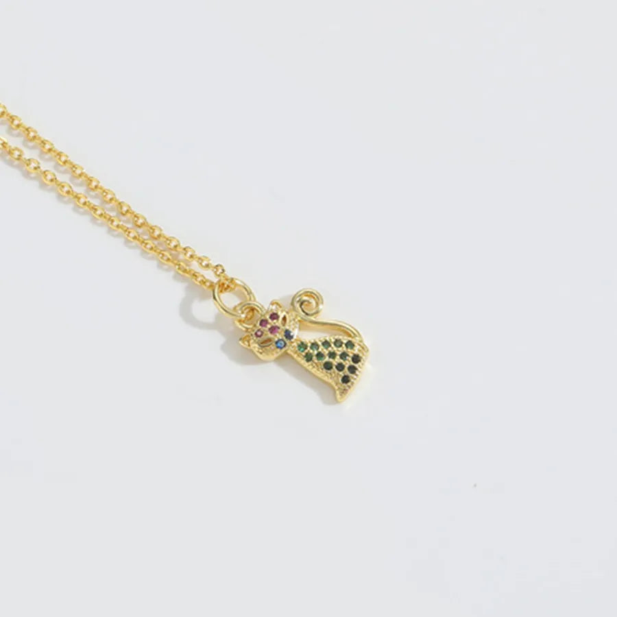 Copper cable chain 14K Gold Plated Cat Snake Spider Zircon Pendant Necklace