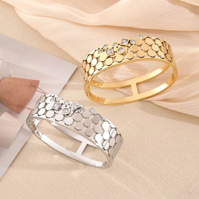 Simple Style Commute Geometric Grain 18K Gold Plated Gold Plated 304 Stainless Steel  Bangle