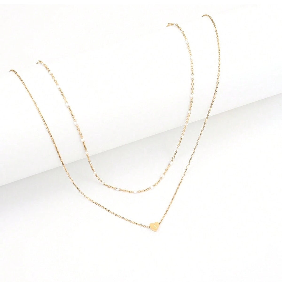 Jewelry Elegant Simple Style Classic Style Letter Heart Shape 201 Stainless Steel 304 Stainless Steel Pendant Necklace