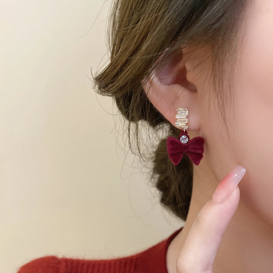 1 Pair Retro Bow Knot Copper Drop Earrings