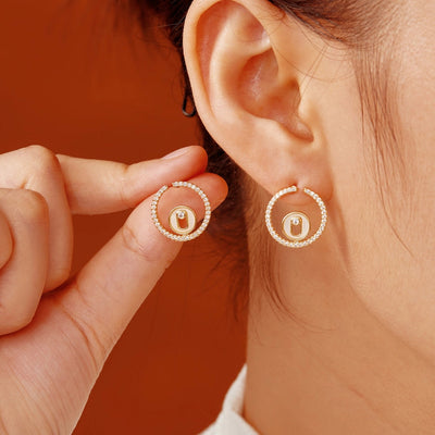 1 Pair Elegant Hip-Hop Shiny Geometric Inlay Copper Zircon K Gold Plated Ear Studs