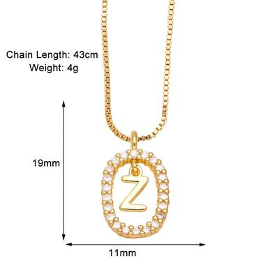 Jewelry Modern Style Simple Style letter 201 Stainless Steel Copper Zircon 18K Gold Plated Inlay Pendant Necklace