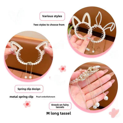 Children's ball head fixed artifact Pearl Rhinestone grip clip does not hurt the hair back of the head ponytail buckle girl hairpin headdress