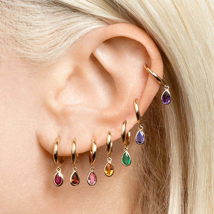 1 Pair IG Style Water Droplets Inlay Copper Zircon Gold Plated Drop Earrings