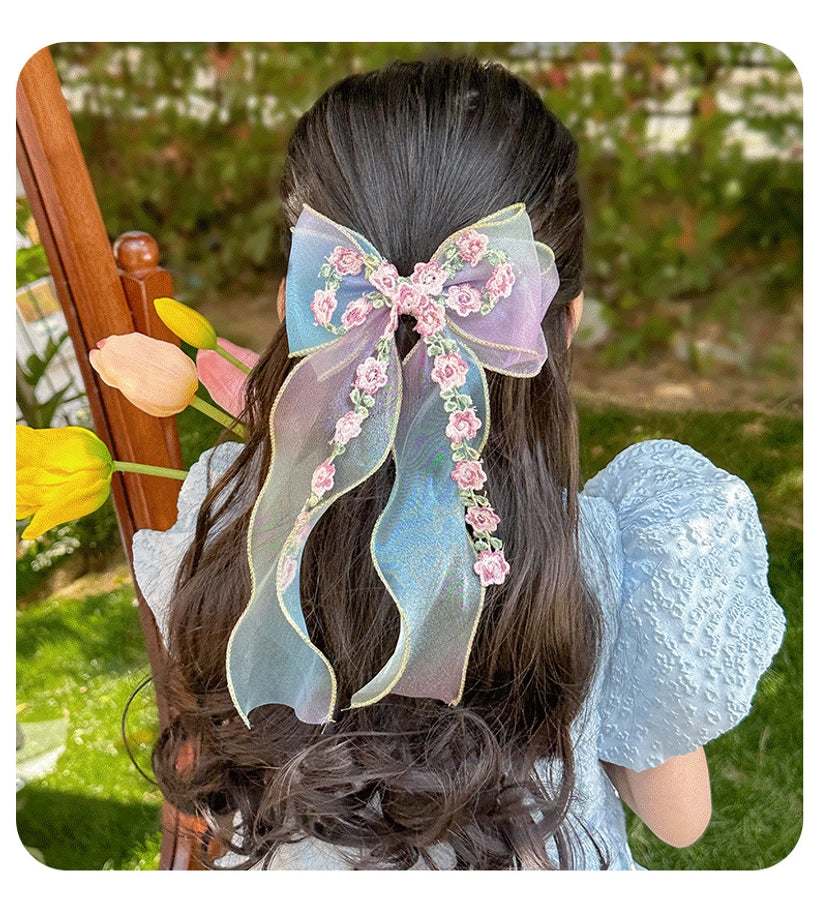 sweet bow knot synthetic yarn hair clip