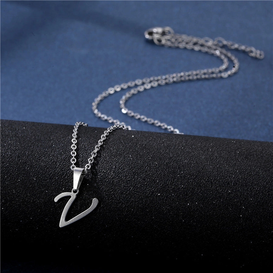 Jewelry Casual Simple Style Classic Style Letter 201 Stainless Steel Silver Plated Hollow Out Pendant Necklace