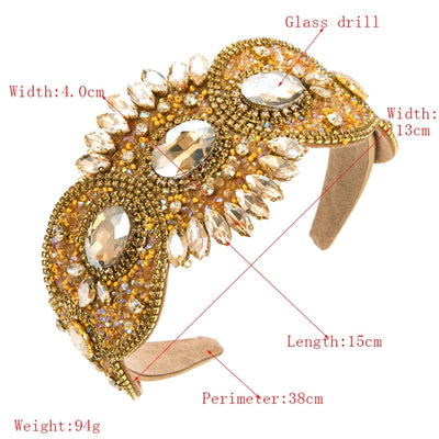 fashion geometric cloth inlay rhinestones hair band 1 piece