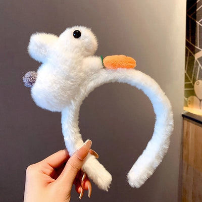 Headwear Cute Super Cute Plush Rabbit Hairband Women's Autumn and Winter Face Washing Non-slip Headband Internet Celebrity TikTok Other Hair Accessories