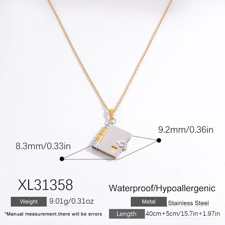 Jewelry Vintage Style Classic Style Book envelope Heart Shape Titanium Steel Plating Pendant Necklace
