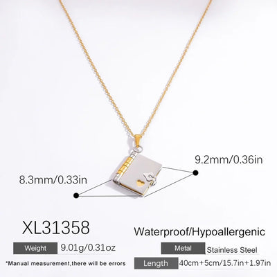 Jewelry Vintage Style Classic Style Book envelope Heart Shape Titanium Steel Plating Pendant Necklace