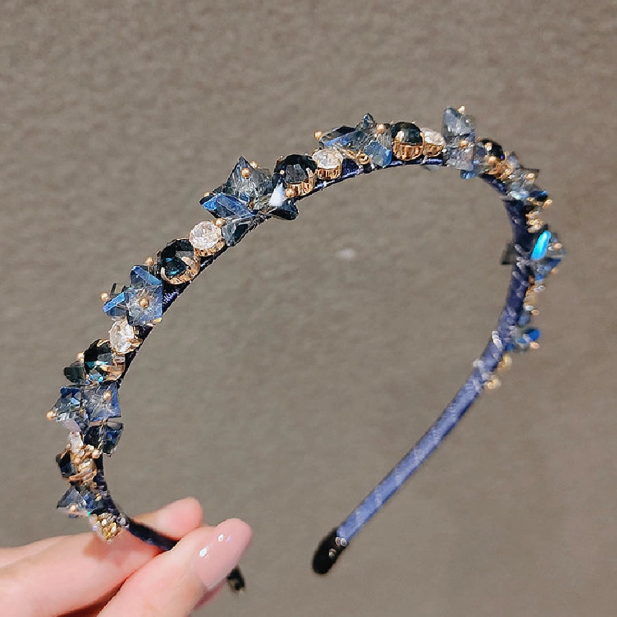 luxurious geometric artificial crystal hair band