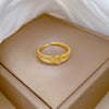 Titanium Steel Brass Gold Plated Inlay Letter Zircon Brass Rings