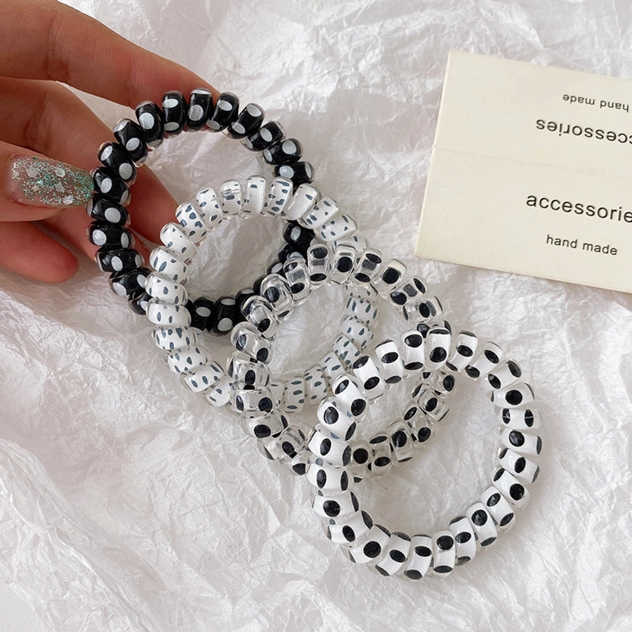 Women's Modern Style Classic Style Polka Dots Plastic Telephone Cord Hair Tie